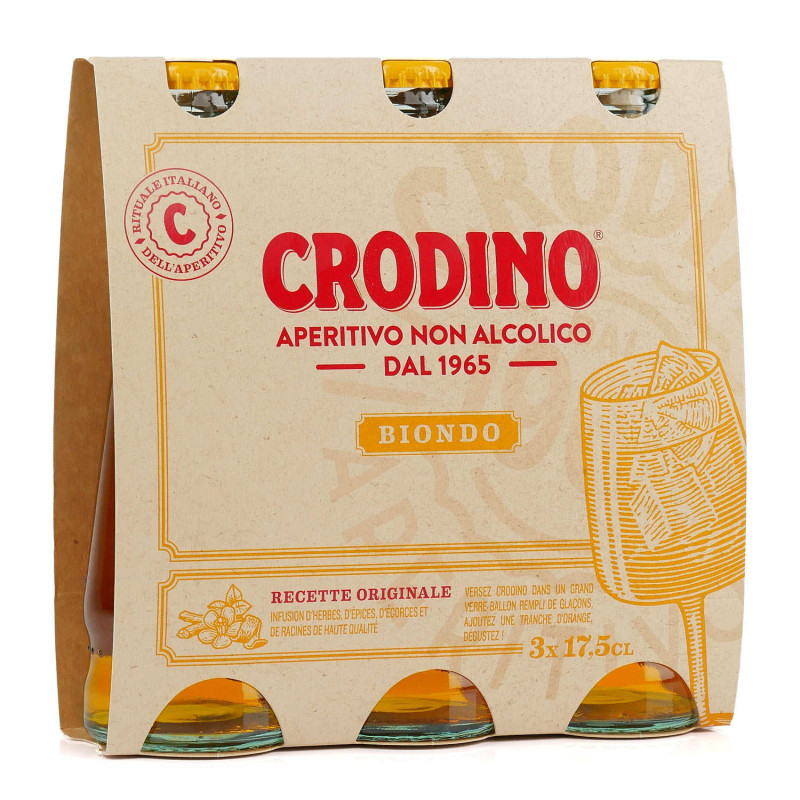 Crodino - Apéritif italien sans alcool Etui de 3 bouteilles de 17.5cl sans Alcool